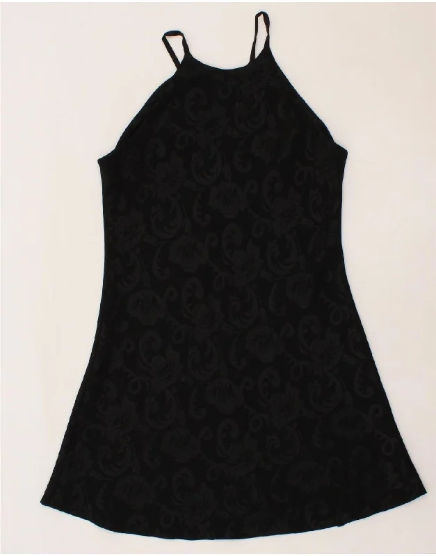 VINTAGE Womens Halter Dress UK 16 Large  Black Paisley Polyester