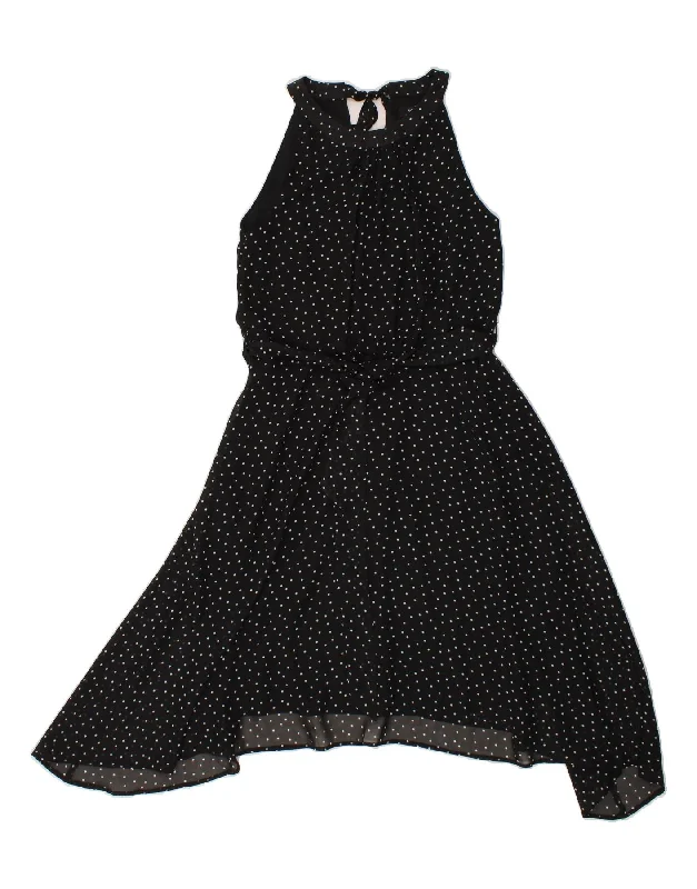 WALLIS Womens Halter Dress UK 14 Medium Black Polka Dot Polyester