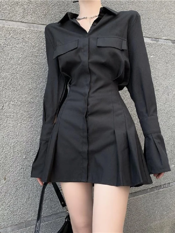 Academia Black Elegant Mini Dress Trendy Bodycon Mini Dress