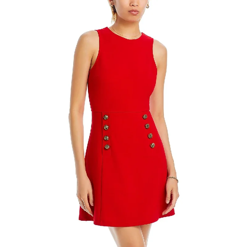 Womens Above Knee Embellished Mini Dress Chic Mini Dress with V-Neck