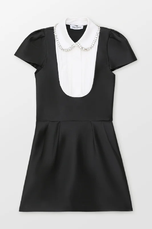 Embellished Collar Mini Dress Fashionable Boho-Chic Mini Dress