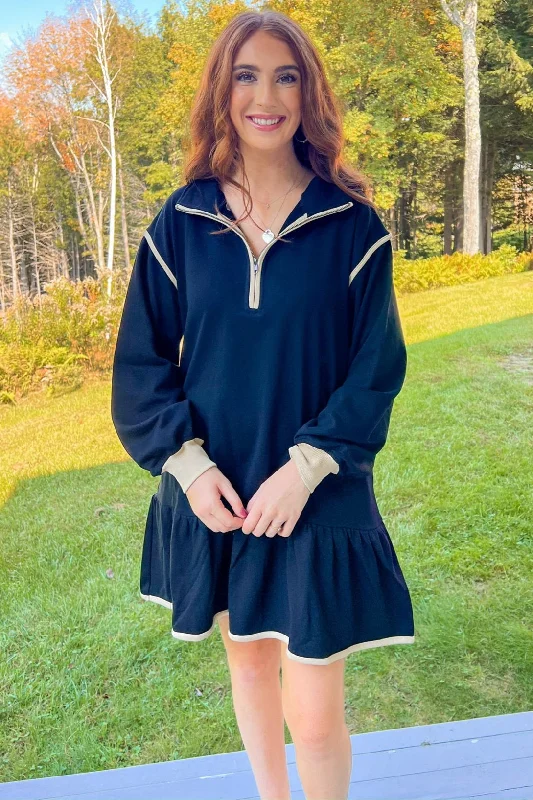 Good Time Girl Mini Dress - Black Modern Satin Mini Dress