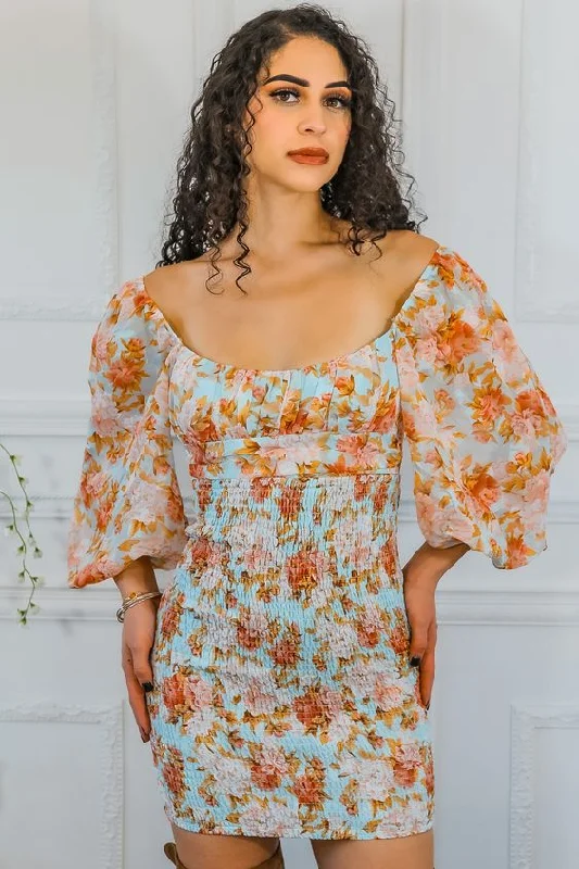 Meaningful Dreams Floral Ruched Mini Dress Trendy Tie-Dye Mini Dress
