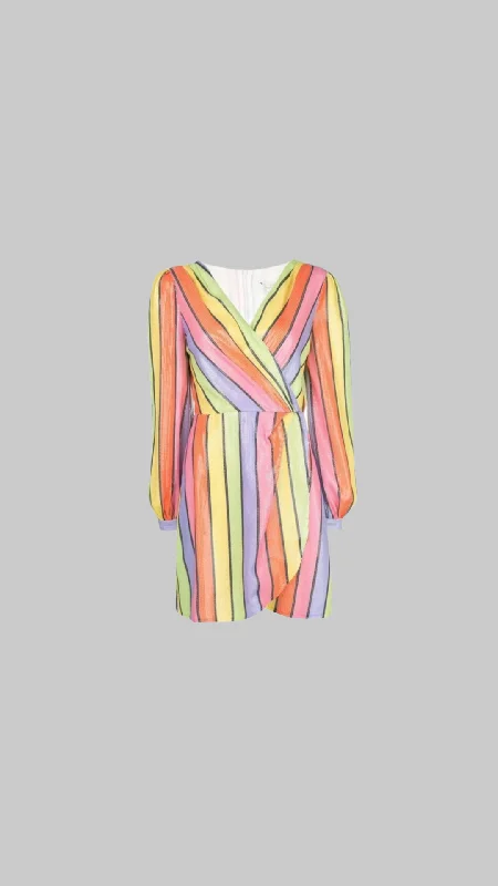 Olivia Rubin Meg Striped Sequin Mini Dress Trendy Off-Shoulder Dress Mini