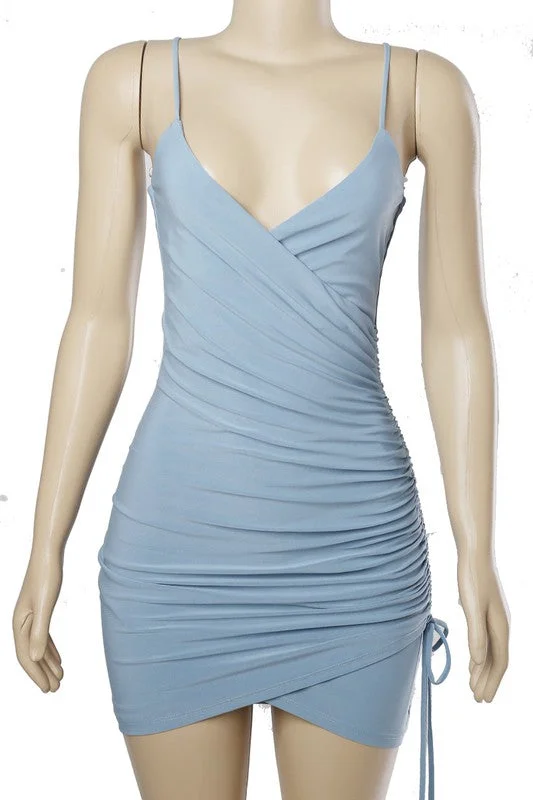 Point Me Out Mini Dress - Blue Stylish Sweetheart Neck Mini Dress