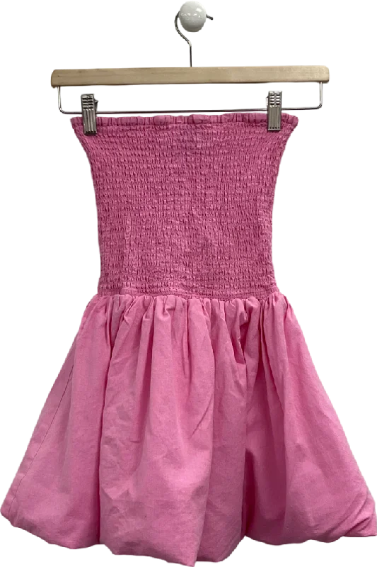 PrettyLittleThing Pink Bandeau Puffball Mini Dress UK 8 Fashionable Mini Dress with Frills