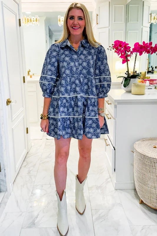 Stargazers Mini Dress - Blue Trendy Lace Mini Dress