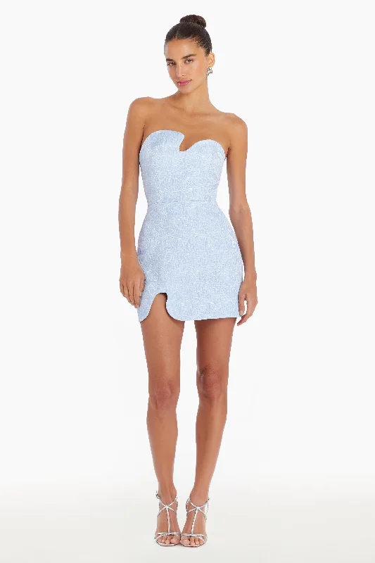 Strapless Puzzle Mini Dress Elegant Velvet Mini Dress
