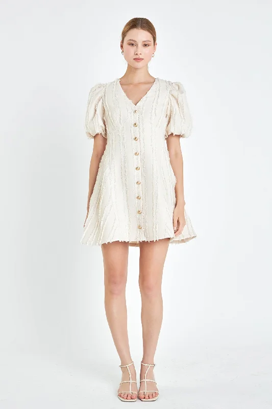 English Factory - Textured Buttoned Mini Dress Fashionable Mini Dress with Pockets