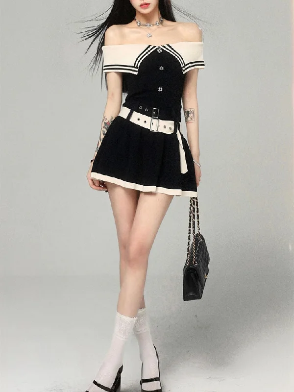 Y2k Aesthetic Goth One Piece Mini Dress Women Korean Style Vintage Black Dresses Cute Slash Neck Tunic Pleated Vestidos Classic Casual Mini Dress Y2k Aesthetic Goth One Piece Mini Dress Women Korean Style Vintage Black Dresses Cute Slash Neck Tunic Pleated Vestidos Classic Casual Mini Dress