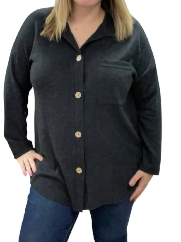 Fleece Button Shirt Jacket In Black Faux Fur Fabric Real Fur Fabric Shearling Fabric