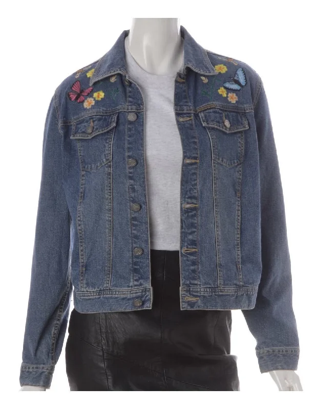 Label Eden Embroidered Denim Jacket Toggled Jacket Drawstring Jacket Belted Jacket