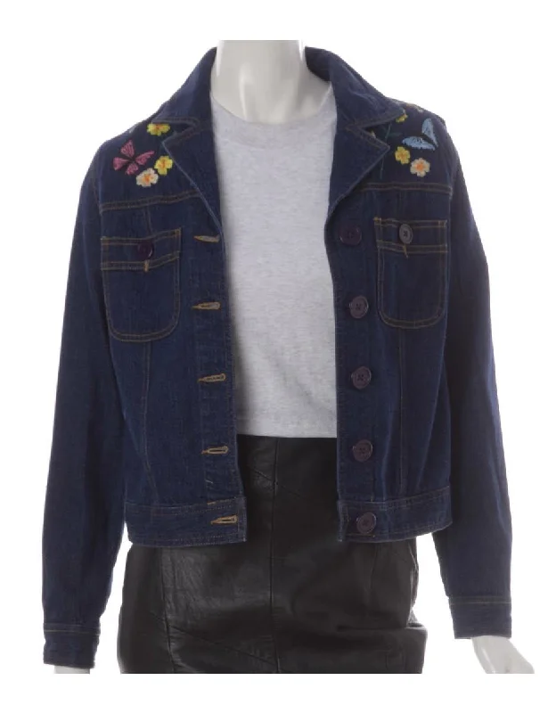 Label Eden Embroidered Denim Jacket Plaid Jacket Tartan Jacket Houndstooth Jacket