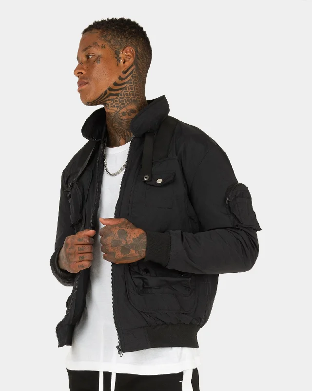 XXIII Legion Pocket Jacket Black A-Line Jacket Boat Neck Shawl Collar