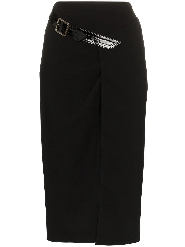 sheath wool crepe pencil skirt asymmetrical skirt cut