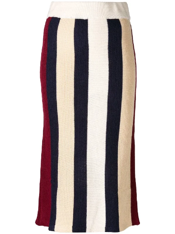 Cecily striped knitted skirt denim skirt stylish