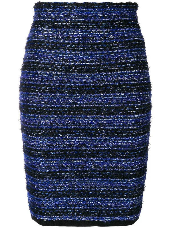 striped tweed pencil skirt linen skirt breathable