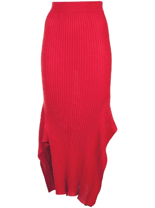 rib knit asymmetric maxi skirt leather skirt modern