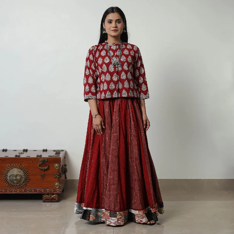 Multicolor - Bagh Print Skirt with 24 Kali Patchwork 09 leather skirt bold