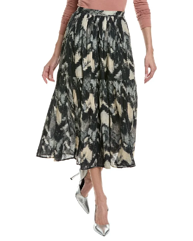 ba&sh Tiered Midi Skirt a-line skirt cut