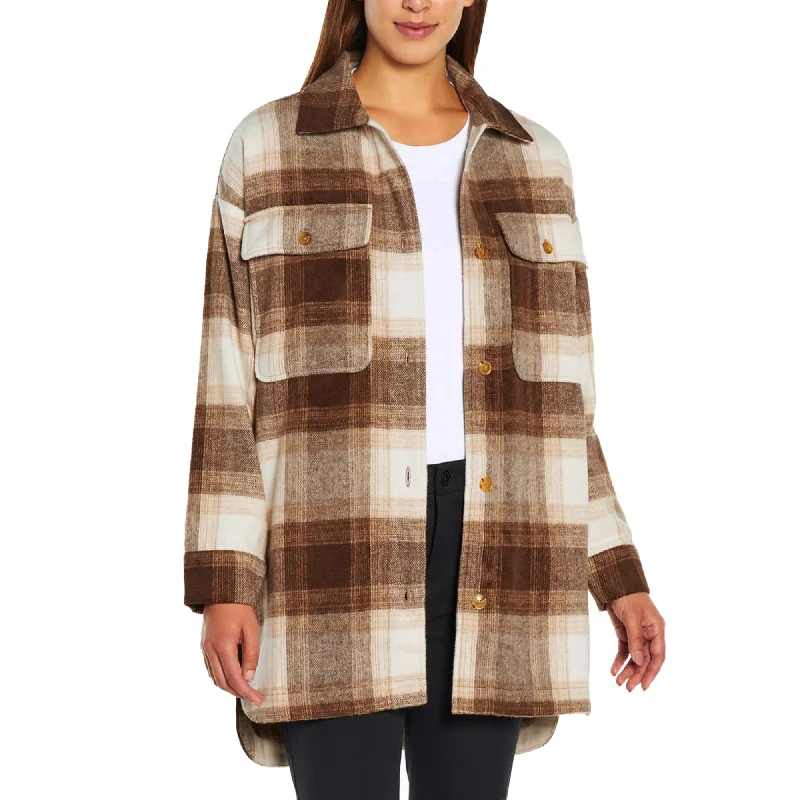 Banana Republic Women's Plaid Midweight Button-up Shirt Jacket Fitted Jacket Loose Jacket Oversized Jacket