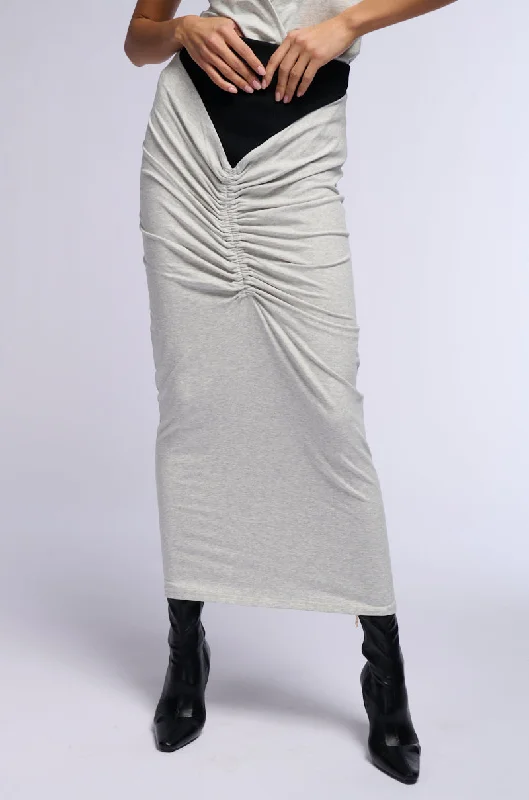 CHARLIE RUCHED MIDI SKIRT linen skirt natural