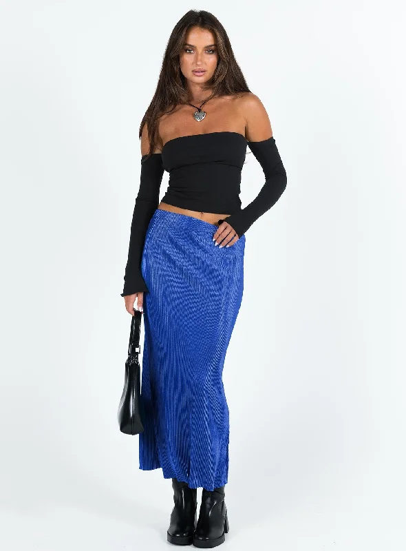 Duke Midi Skirt Blue corduroy skirt durable