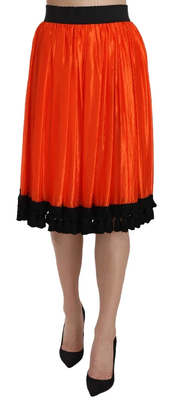 Dolce & Gabbana High-Waist Black & Orange Knee-Length Skirt linen skirt natural