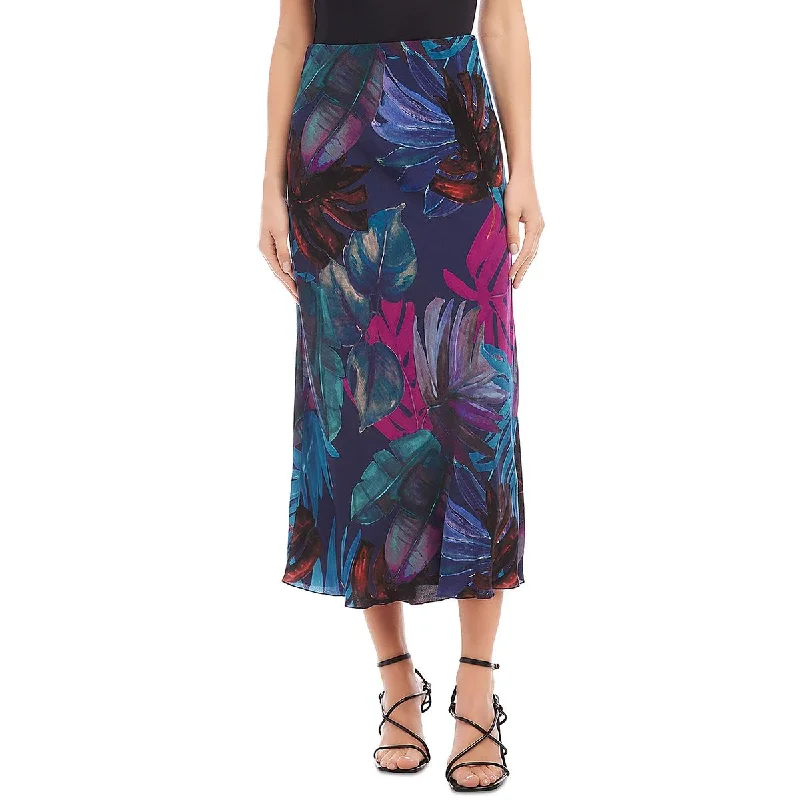 Karen Kane Womens Long Printed Midi Skirt velvet skirt plush