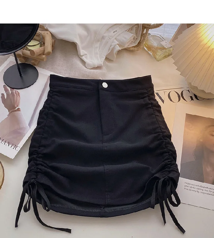 Korean slim design drawstring Hip Wrap Skirt  5641 chiffon skirt floaty