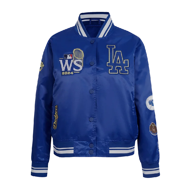 MLB LOS ANGELES DODGERS WORLD SERIES WOMEN'S RIB SATIN JACKET Trench Coat Raincoat Waterproof Jacket