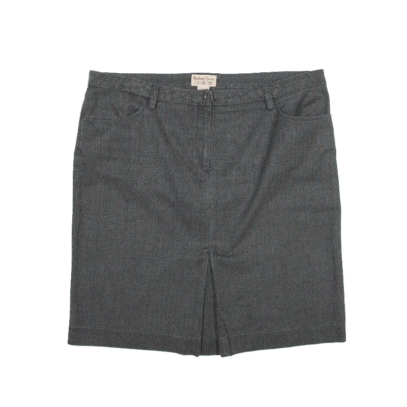 MARLBORO Classics Pencil Knee Length Skirt Grey Womens UK 24 leather skirt bold