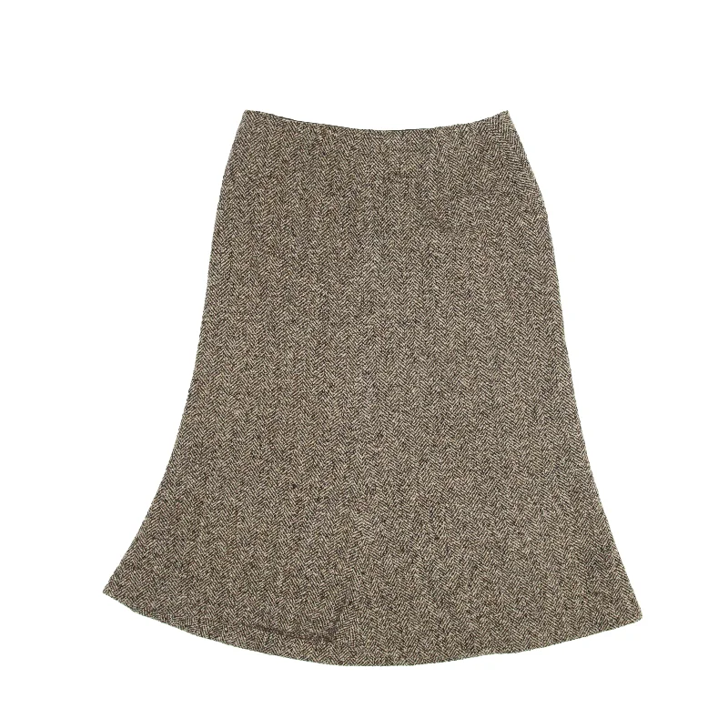 MAXMARA Knee Length A-Line Skirt Brown Wool Womens UK 10 chiffon skirt lightweight
