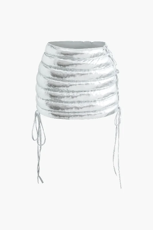 Basic Solid Lace-Up Mini Skirt cashmere skirt rich
