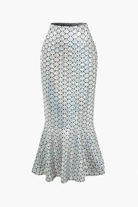 Snakeskin Mermaid Midi Skirt a-line skirt cut