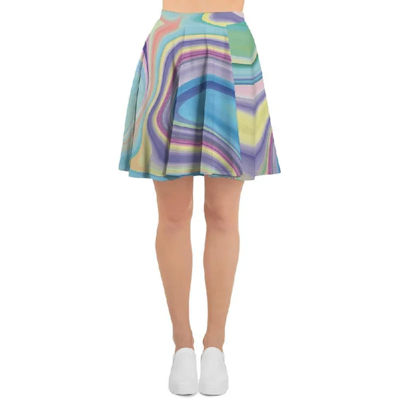 Neon Color Marble Women's Skirt velvet skirt luxurious
