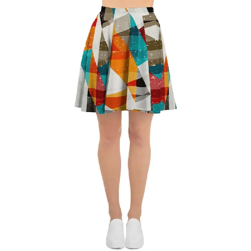 Neon Geometric Women's Skirt satin skirt smooth