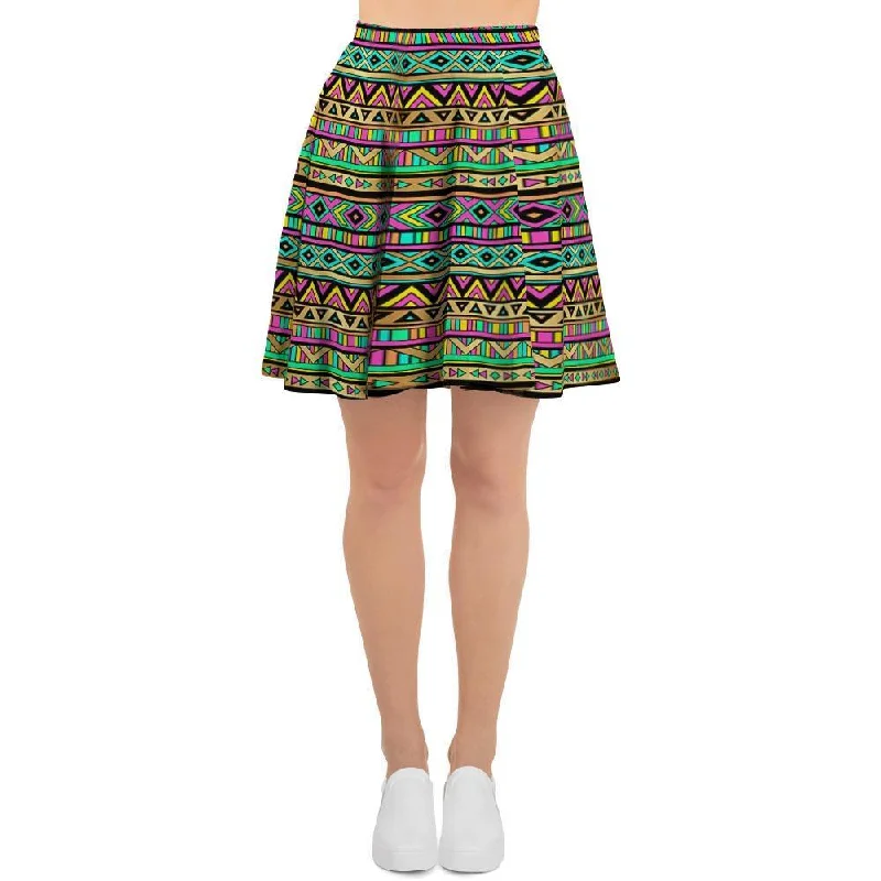 Neon Multicolor Ethic Aztec Aztec Grunge Geometric Print Women's Skirt mini skirt trendy Neon Multicolor Ethic Aztec Aztec Grunge Geometric Print Women's Skirt mini skirt trendy