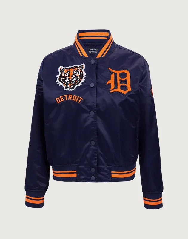 Pro Standard Detroit Tigers Retro Classic Rib Satin Jacket Zippered Jacket Buttoned Jacket Snapped Jacket