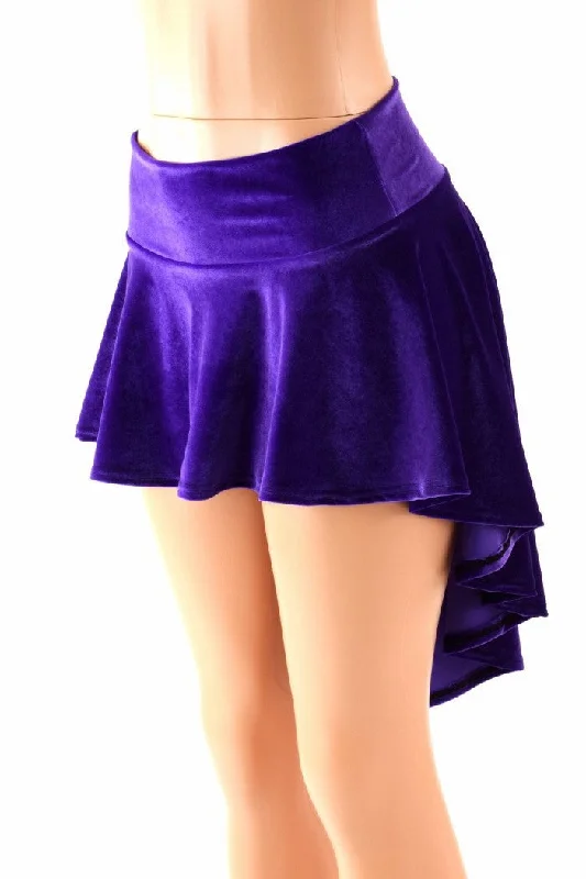 Purple Velvet Hi-Lo Mini Skirt denim skirt stylish