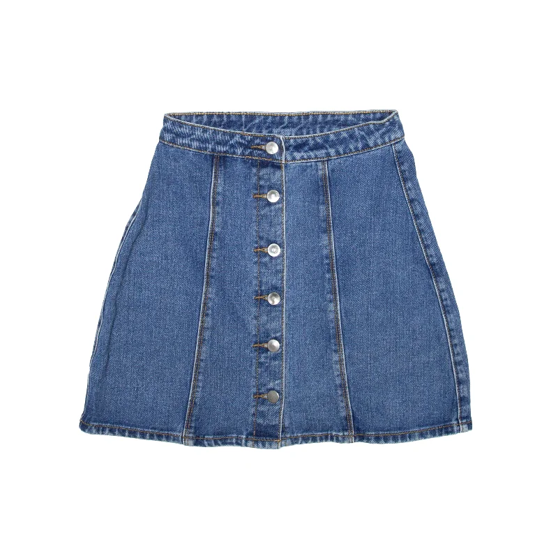 Short Mini Skirt Blue Denim Womens UK 4 corduroy skirt textured