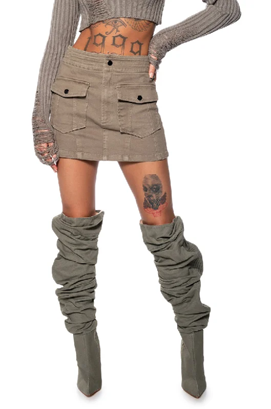 SKYLER POCKET FRONT MINI SKIRT leather skirt durable