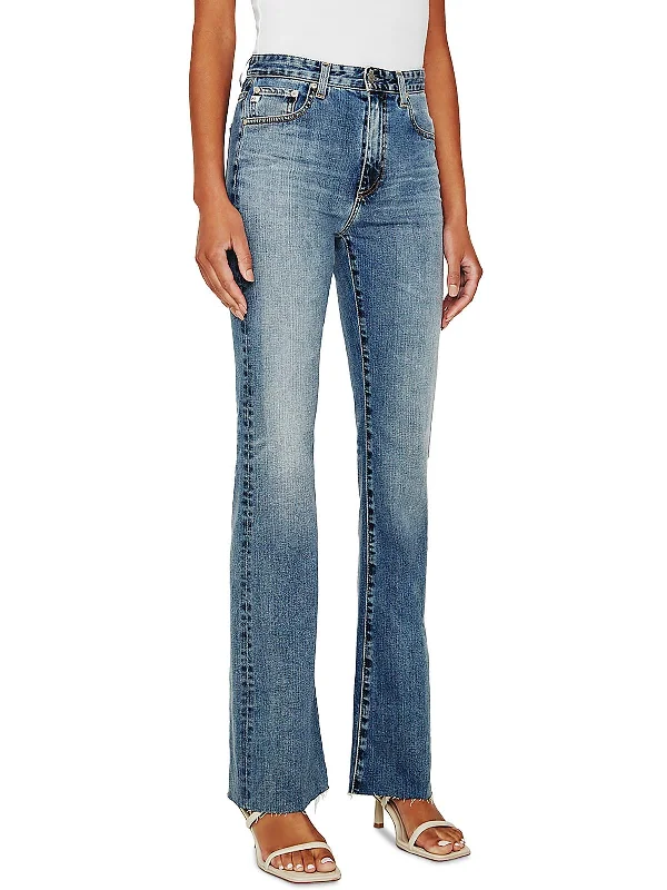 Alexxis Womens Denim Bootcut Jeans Stylish Paperbag Waist Denim