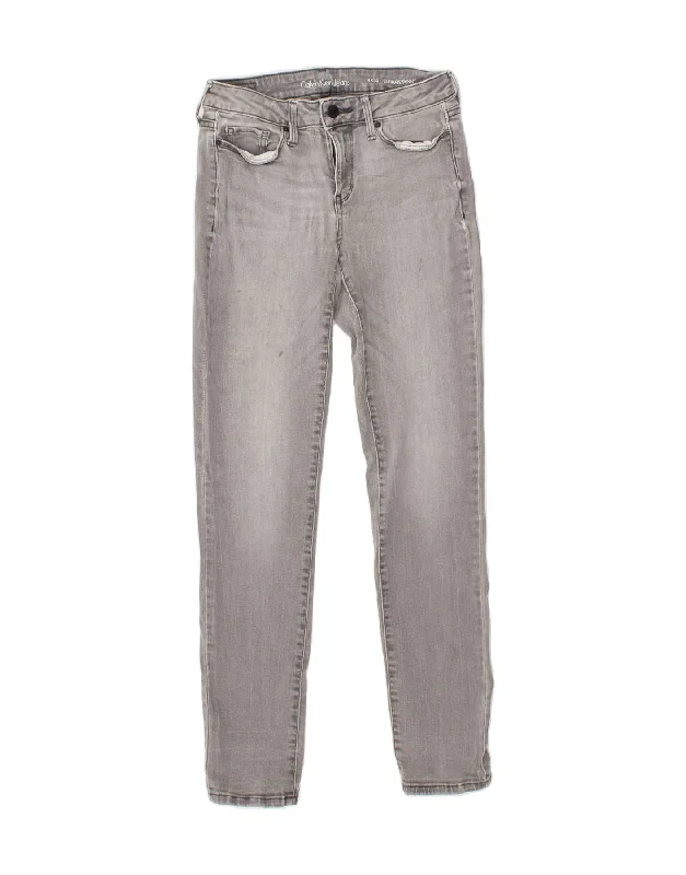 CALVIN KLEIN Womens Skinny Jeans US 4 Small W26 L230 Grey Cotton Chic Rolled Cuff Denim Jeans CALVIN KLEIN Womens Skinny Jeans US 4 Small W26 L230 Grey Cotton Chic Rolled Cuff Denim Jeans
