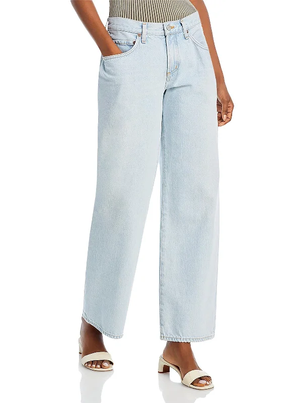 Fusion Womens Organic Cotton High Rise Wide Leg Jeans Trendy Low-Rise Bootcut Jeans
