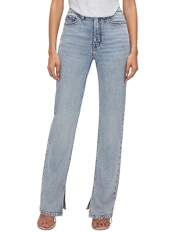 Good Boy Womens Tencel Straight Leg Jeans Comfortable Drawstring Waist Jeans