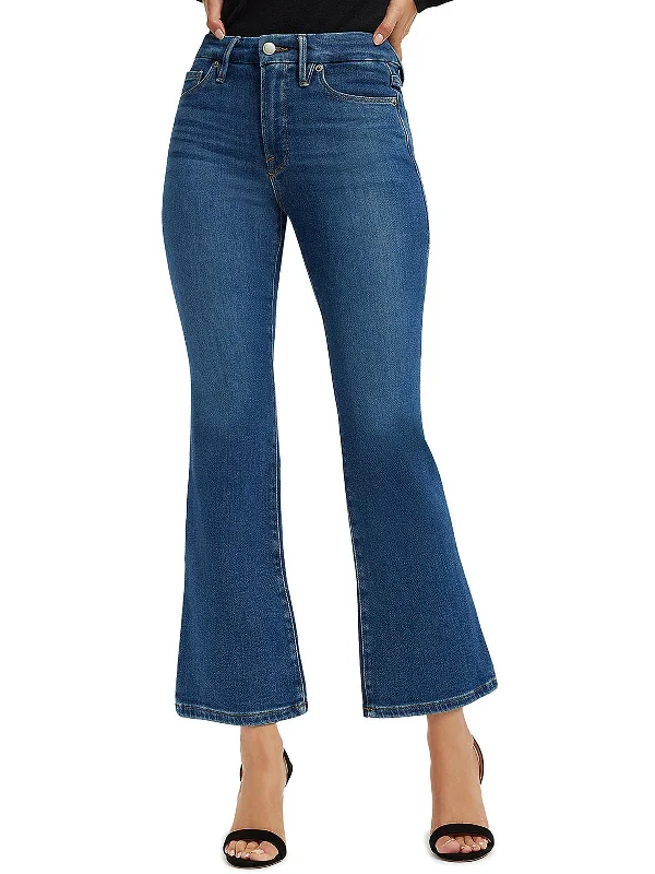 Good Legs Womens Denim Bootcut Jeans Chic Rip-Detail High-Waist Jeans