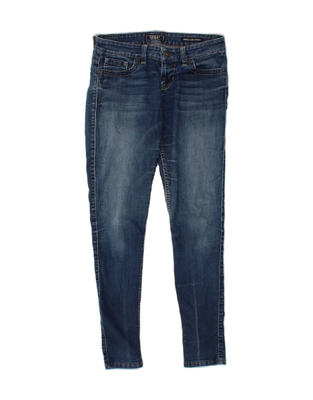 GUESS Womens Low Waist Skinny Jeans W27 L28 Navy Blue Cotton Trendy Wide-Leg High-Waist Denim GUESS Womens Low Waist Skinny Jeans W27 L28 Navy Blue Cotton Trendy Wide-Leg High-Waist Denim