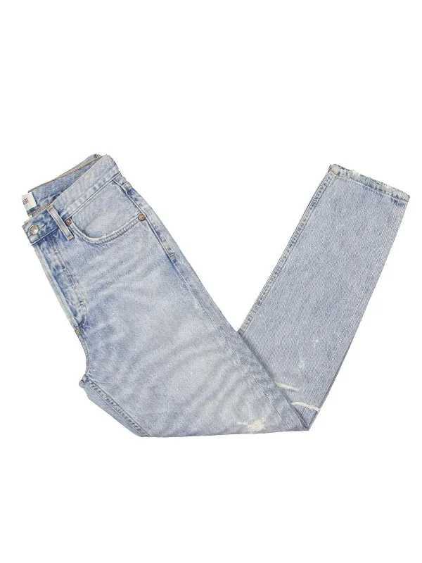 Jamie Womens Mid-Rise Destroyed Skinny Jeans Fashionable Raw Hem Bootcut Jeans