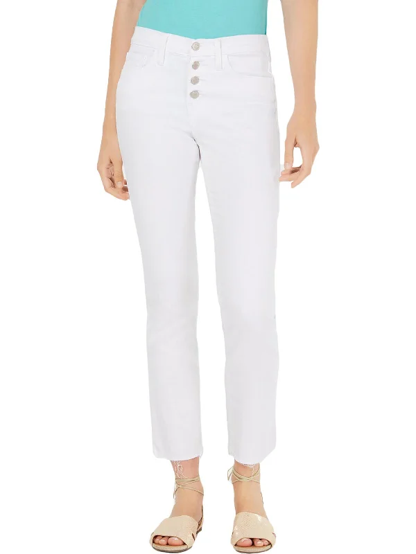 Juniors Womens Denim Mid Rise Straight Leg Jeans Stylish Shredded Denim Jeans